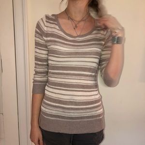 Beige and white stripped crochet top